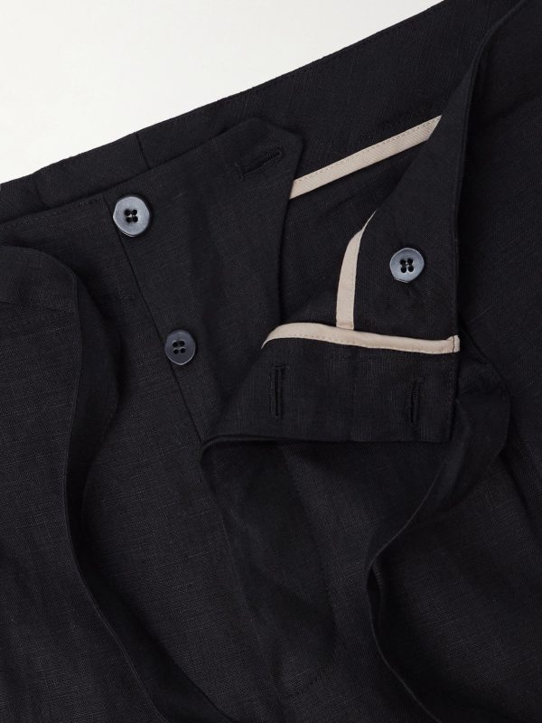 Straight-Leg Linen-Twill Drawstring Trousers - E1 Straight-Leg Linen-Twill Drawstring Trousers - E1