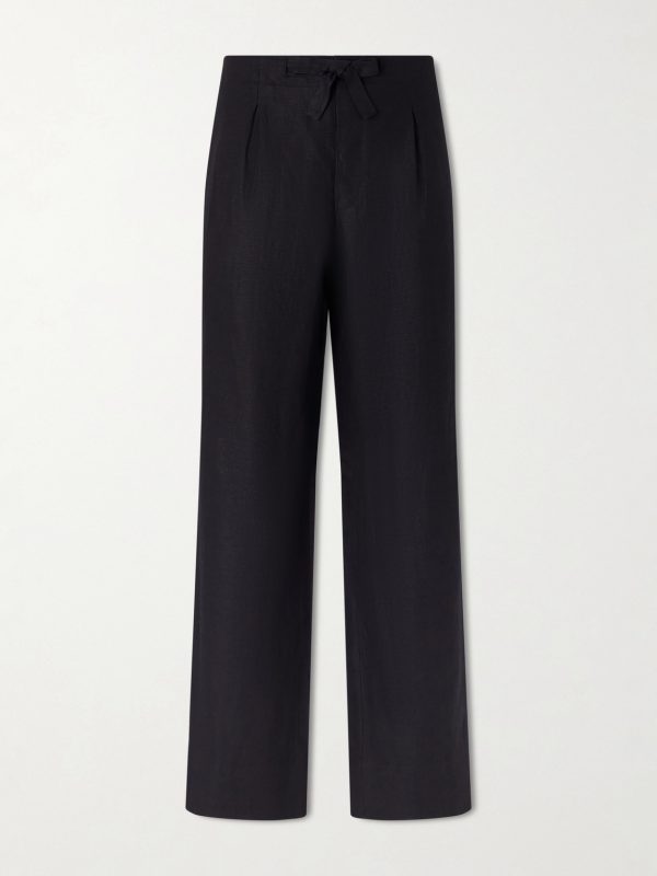 Straight-Leg Linen-Twill Drawstring Trousers Straight-Leg Linen-Twill Drawstring Trousers