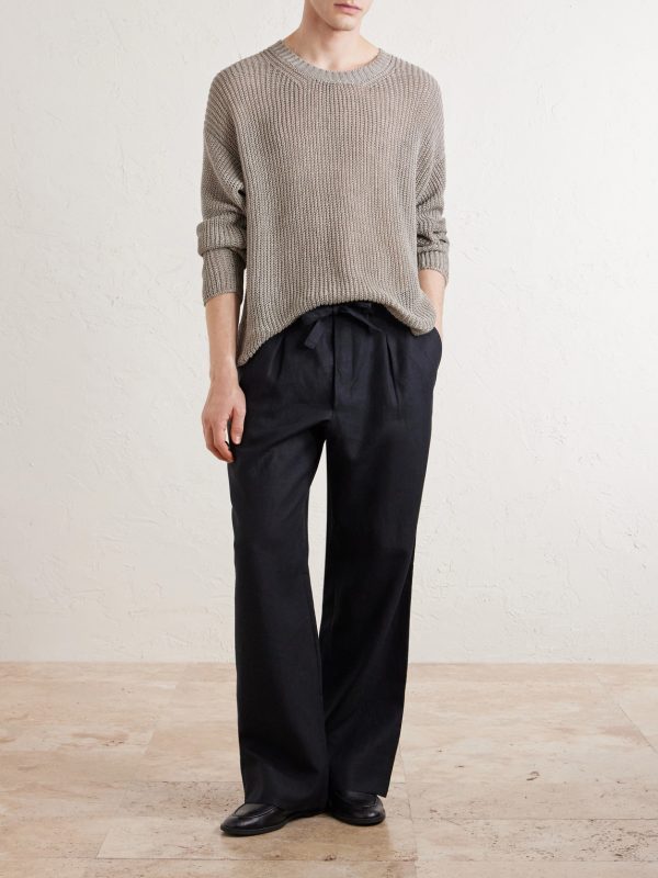 Straight-Leg Linen-Twill Drawstring Trousers - OU Straight-Leg Linen-Twill Drawstring Trousers - OU