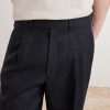 Wide-Leg Pleated Linen Trousers - CU