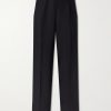 Wide-Leg Pleated Linen Trousers