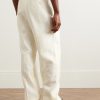 Straight-Leg Pleated Linen Trousers - BK