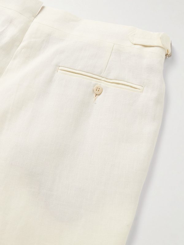 Straight-Leg Pleated Linen Trousers - CU