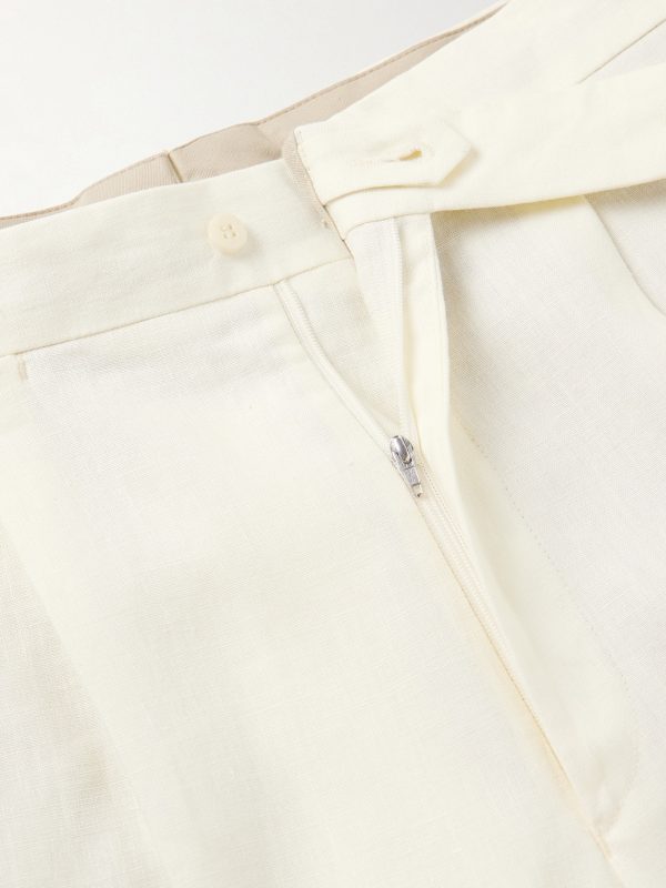 Straight-Leg Pleated Linen Trousers - E1