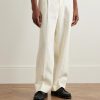 Straight-Leg Pleated Linen Trousers - FR