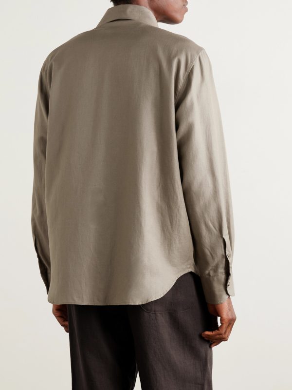 Cotton and Linen-Blend Twill Shirt - BK