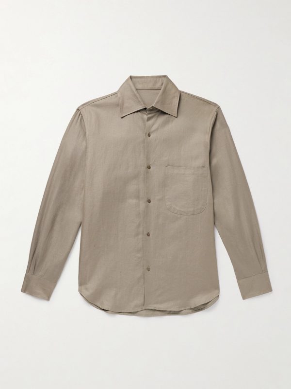 Cotton and Linen-Blend Twill Shirt