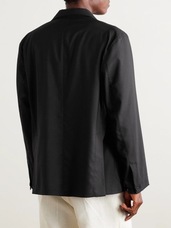 Unstructured Wool-Crepe Blazer - BK Unstructured Wool-Crepe Blazer - BK