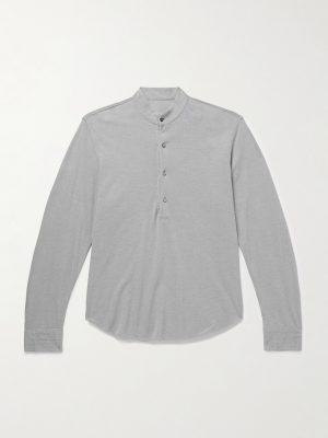 Cotton and Silk-Blend Piqué Henley Shirt Cotton and Silk-Blend Piqué Henley Shirt