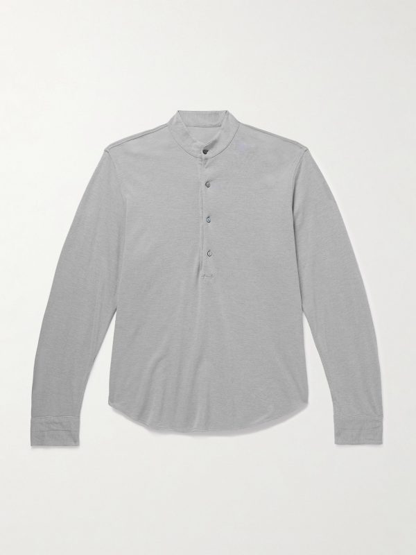 Cotton and Silk-Blend Piqué Henley Shirt Cotton and Silk-Blend Piqué Henley Shirt