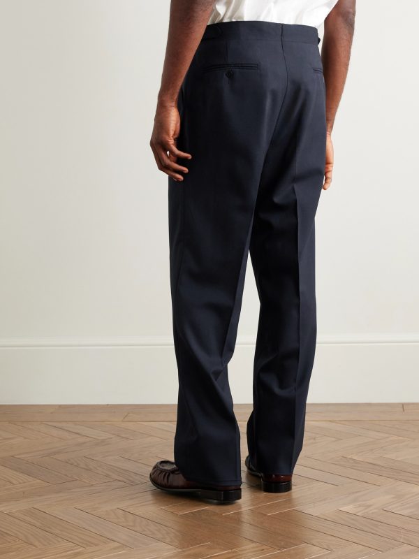 Straight-Leg Pleated Wool Trousers - BK Straight-Leg Pleated Wool Trousers - BK