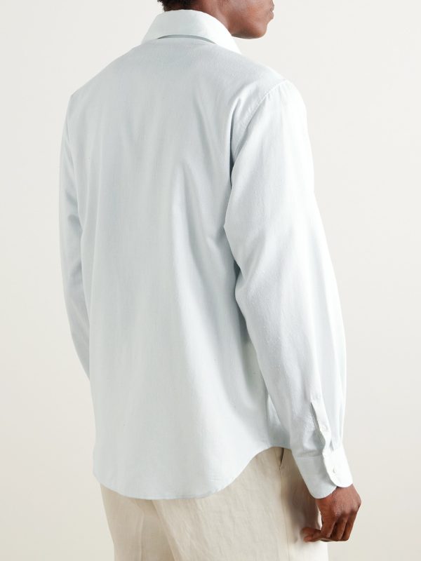 Slub Cotton and Wool-Blend Shirt - BK Slub Cotton and Wool-Blend Shirt - BK