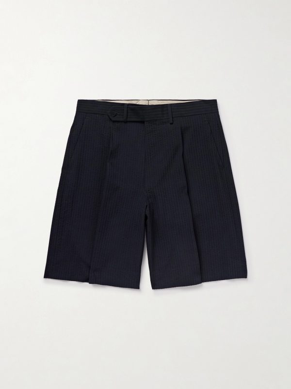Pleated Wool-Seersucker Shorts Pleated Wool-Seersucker Shorts