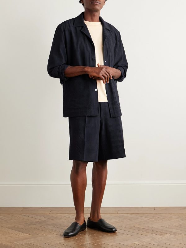 Pleated Wool-Seersucker Shorts - OU Pleated Wool-Seersucker Shorts - OU