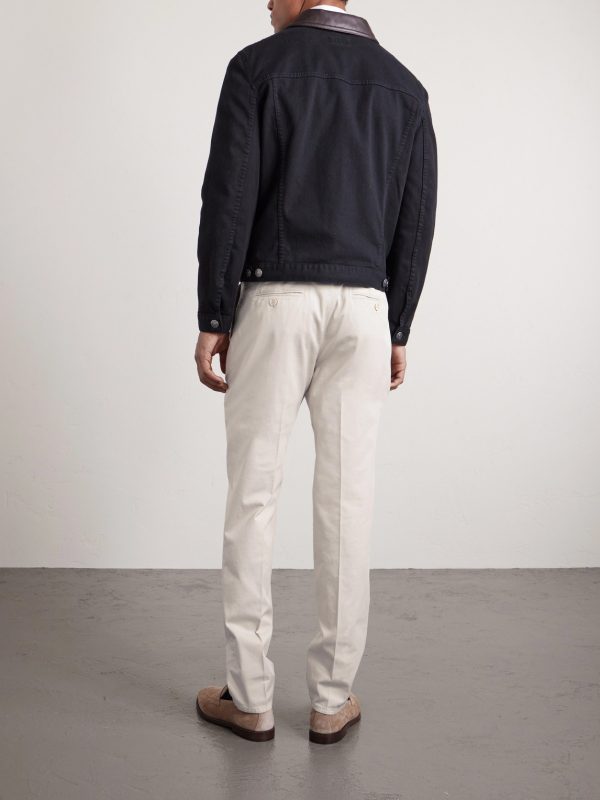 Slim-Fit Stretch-Cotton Twill Trousers - BK Slim-Fit Stretch-Cotton Twill Trousers - BK
