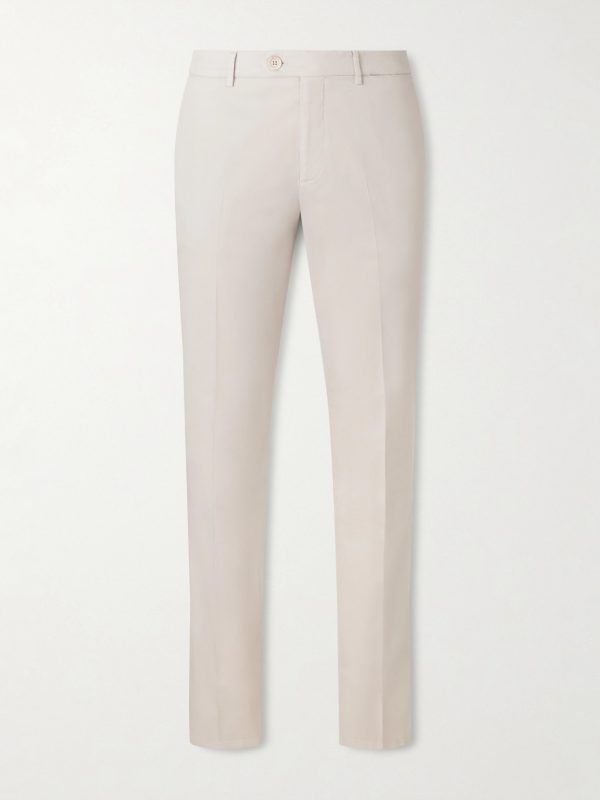 Slim-Fit Stretch-Cotton Twill Trousers Slim-Fit Stretch-Cotton Twill Trousers