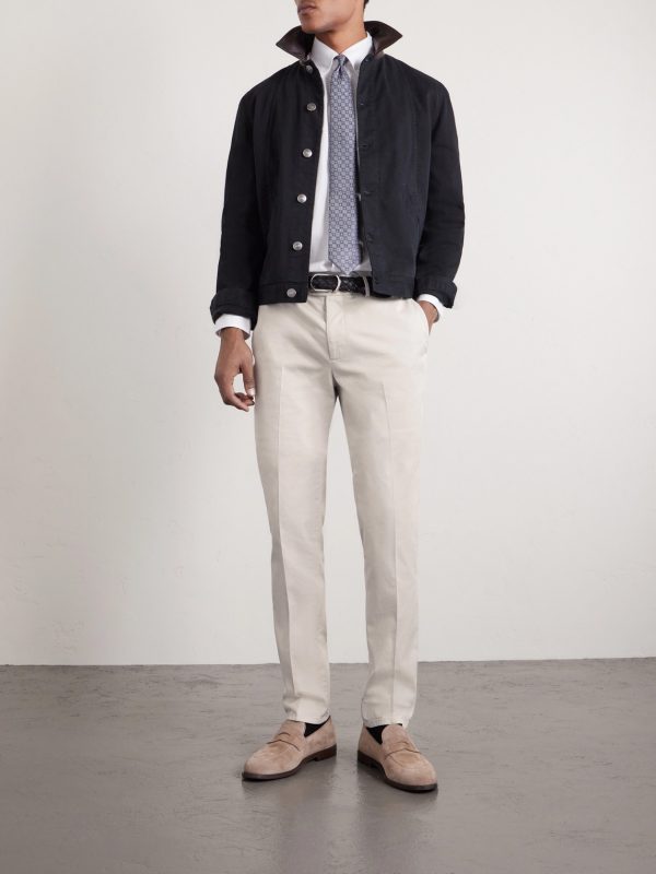 Slim-Fit Stretch-Cotton Twill Trousers - OU Slim-Fit Stretch-Cotton Twill Trousers - OU