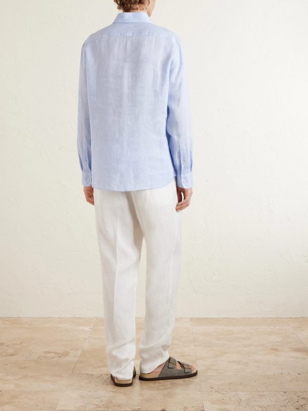 Tapered Pleated Linen-Twill Drawstring Trousers - BK Tapered Pleated Linen-Twill Drawstring Trousers - BK