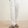 Tapered Pleated Linen-Twill Drawstring Trousers - FR Tapered Pleated Linen-Twill Drawstring Trousers - FR