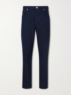 Logo- Embroidered Straight-Leg Cotton-Twill Trousers