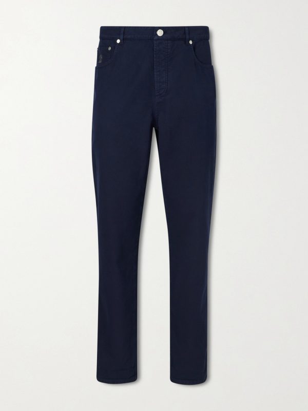 Logo- Embroidered Straight-Leg Cotton-Twill Trousers Logo- Embroidered Straight-Leg Cotton-Twill Trousers