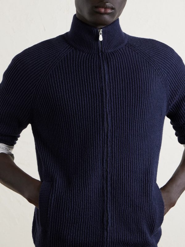 Ribbed Cotton Zip-Up Sweater - CU Ribbed Cotton Zip-Up Sweater - CU