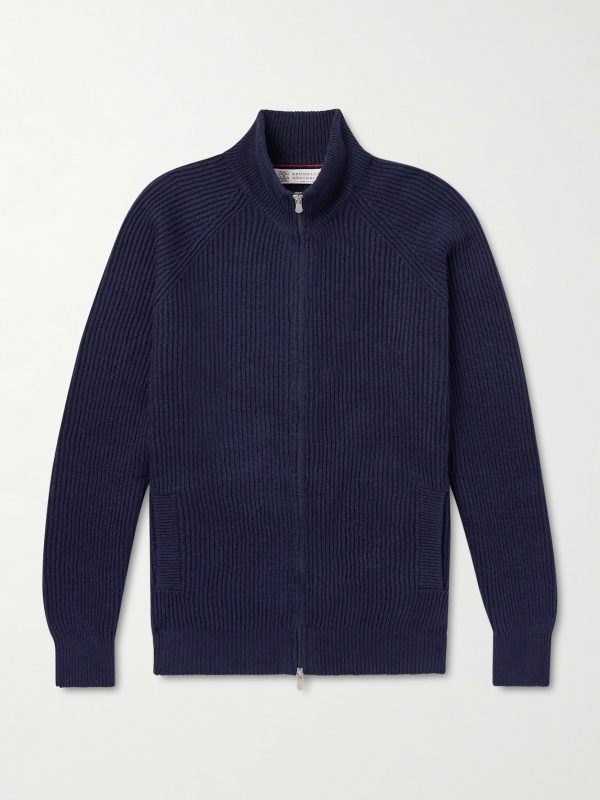 Ribbed Cotton Zip-Up Sweater Ribbed Cotton Zip-Up Sweater