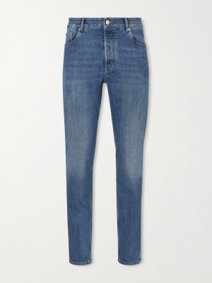 Slim-Fit Straight-Leg Logo-Embroidered Jeans