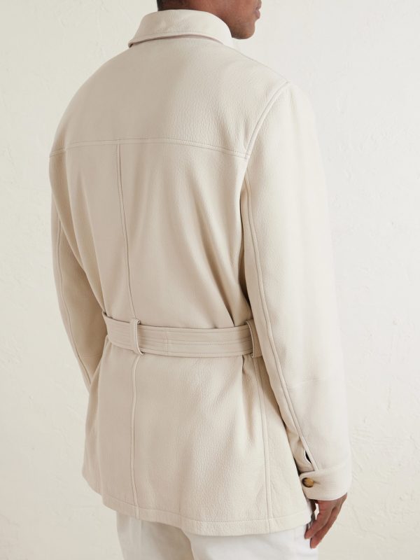 Belted Leather Jacket - BK Belted Leather Jacket - BK