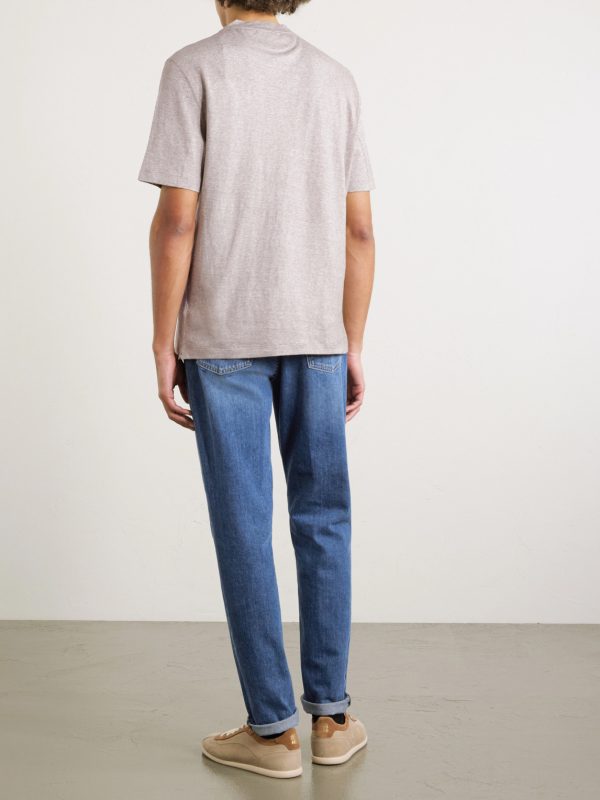 Slub Linen and Cotton-Blend Jersey T-Shirt - BK Slub Linen and Cotton-Blend Jersey T-Shirt - BK