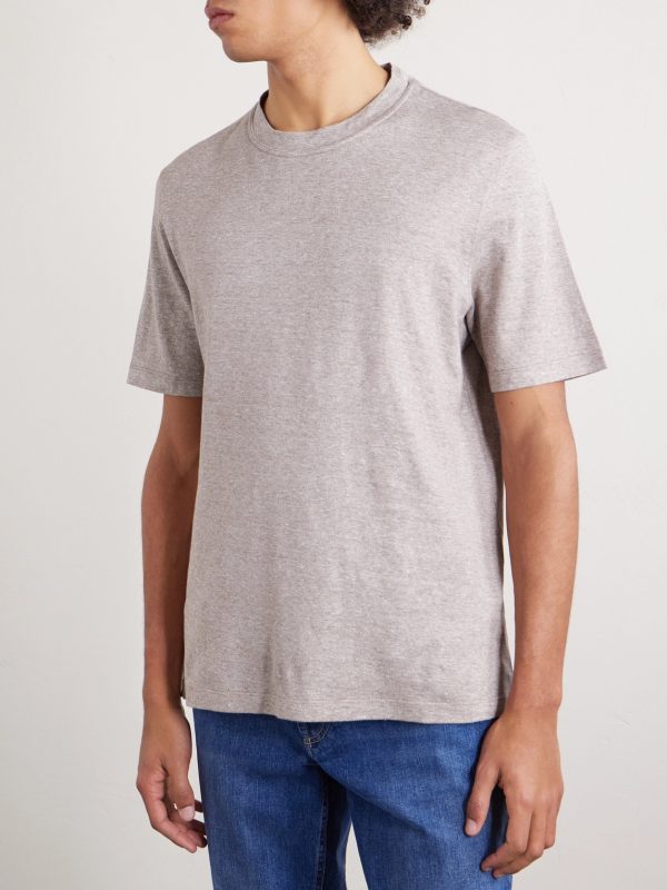 Slub Linen and Cotton-Blend Jersey T-Shirt - FR Slub Linen and Cotton-Blend Jersey T-Shirt - FR
