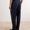 Tapered Pleated Cotton and Linen-Blend Trousers - BK Tapered Pleated Cotton and Linen-Blend Trousers - BK