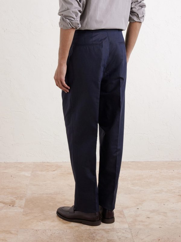 Tapered Pleated Cotton and Linen-Blend Trousers - BK Tapered Pleated Cotton and Linen-Blend Trousers - BK