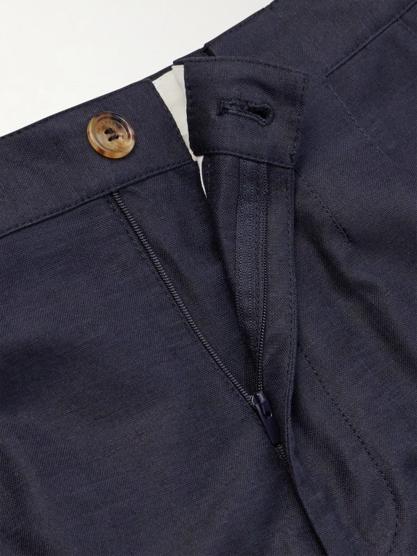 Tapered Pleated Cotton and Linen-Blend Trousers - E1 Tapered Pleated Cotton and Linen-Blend Trousers - E1