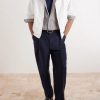 Tapered Pleated Cotton and Linen-Blend Trousers - OU Tapered Pleated Cotton and Linen-Blend Trousers - OU