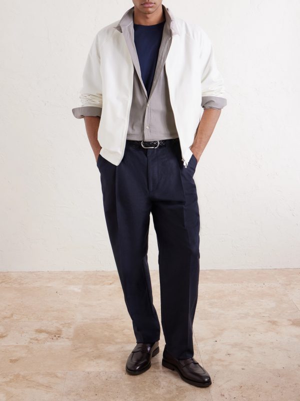 Tapered Pleated Cotton and Linen-Blend Trousers - OU Tapered Pleated Cotton and Linen-Blend Trousers - OU