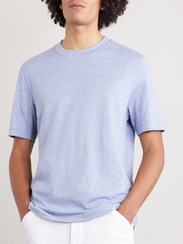 Slub Linen and Cotton-Blend Jersey T-Shirt - FR Slub Linen and Cotton-Blend Jersey T-Shirt - FR
