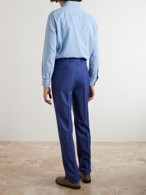 Straight-Leg Pleated Virgin Wool Suit Trousers - BK