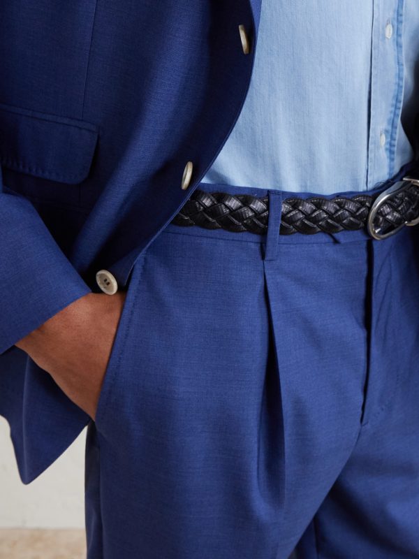 Straight-Leg Pleated Virgin Wool Suit Trousers - E1