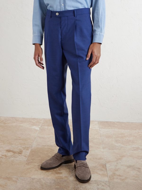 Straight-Leg Pleated Virgin Wool Suit Trousers - FR