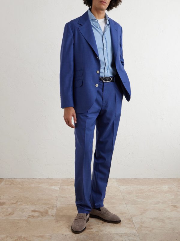 Straight-Leg Pleated Virgin Wool Suit Trousers - OU
