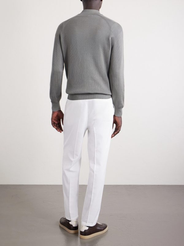 Ribbed Cotton Polo Shirt - BK Ribbed Cotton Polo Shirt - BK