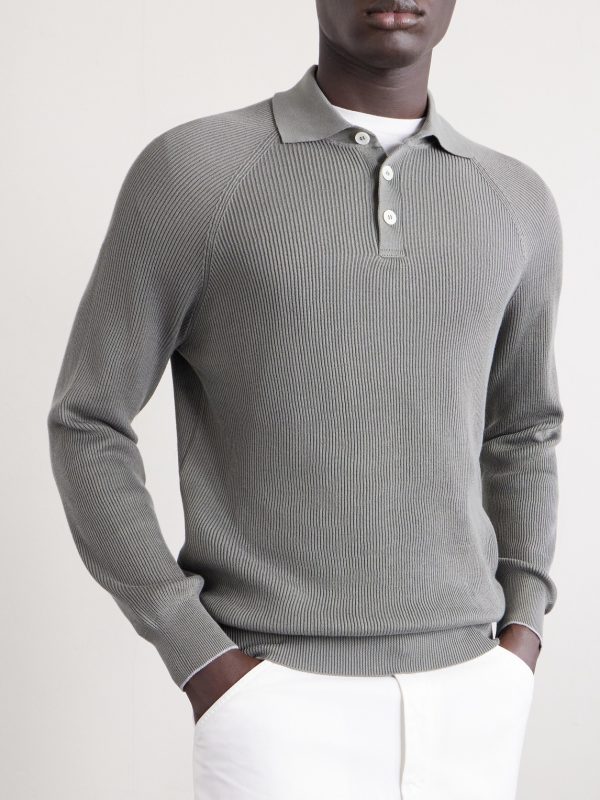 Ribbed Cotton Polo Shirt - FR Ribbed Cotton Polo Shirt - FR