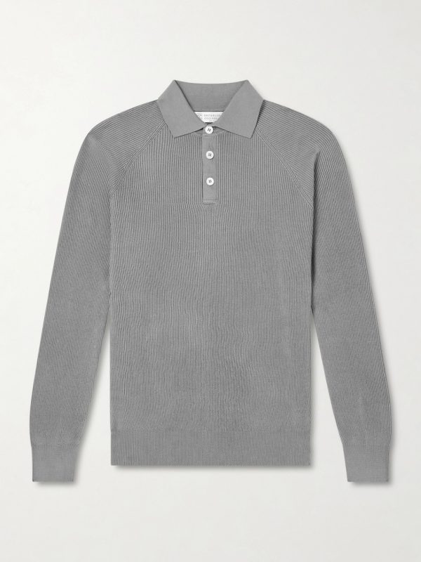 Ribbed Cotton Polo Shirt Ribbed Cotton Polo Shirt