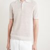 Ribbed Linen and Cotton-Blend Polo Shirt - FR Ribbed Linen and Cotton-Blend Polo Shirt - FR