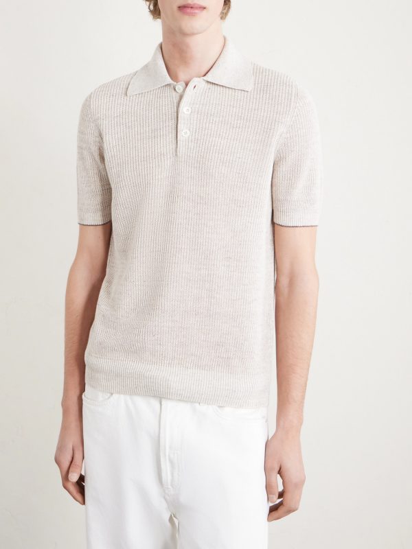 Ribbed Linen and Cotton-Blend Polo Shirt - FR Ribbed Linen and Cotton-Blend Polo Shirt - FR