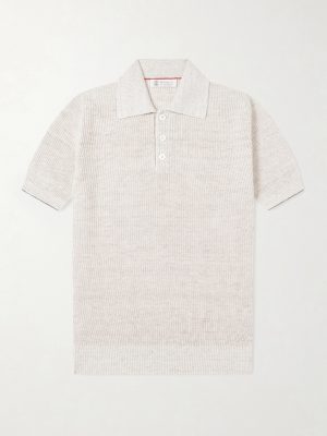 Ribbed Linen and Cotton-Blend Polo Shirt Ribbed Linen and Cotton-Blend Polo Shirt