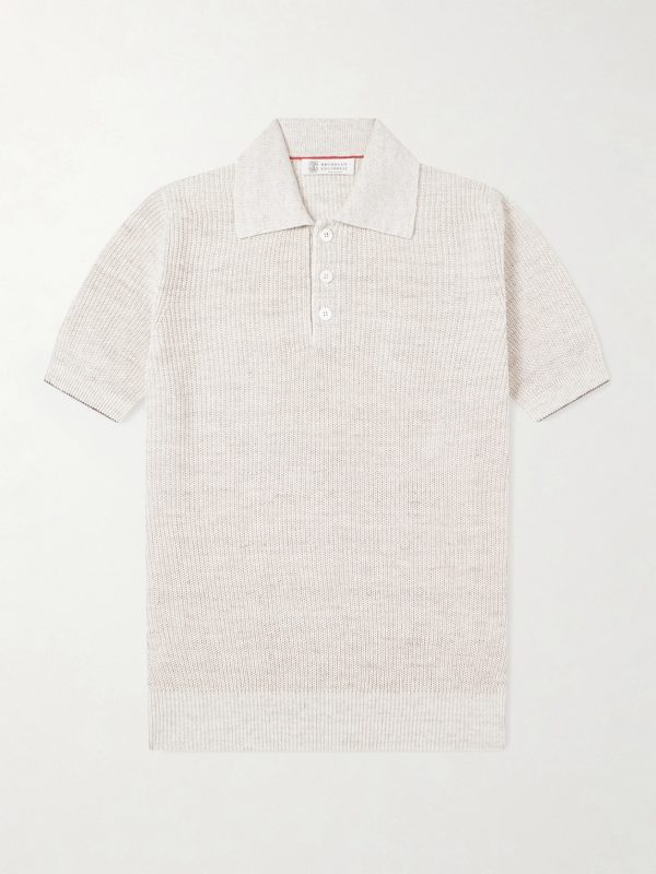 Ribbed Linen and Cotton-Blend Polo Shirt Ribbed Linen and Cotton-Blend Polo Shirt