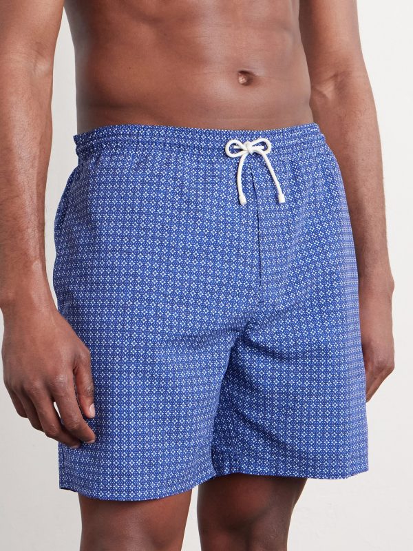 Straight-Leg Mid-Length Logo-Embroidered Printed Swim Shorts - FR Straight-Leg Mid-Length Logo-Embroidered Printed Swim Shorts - FR