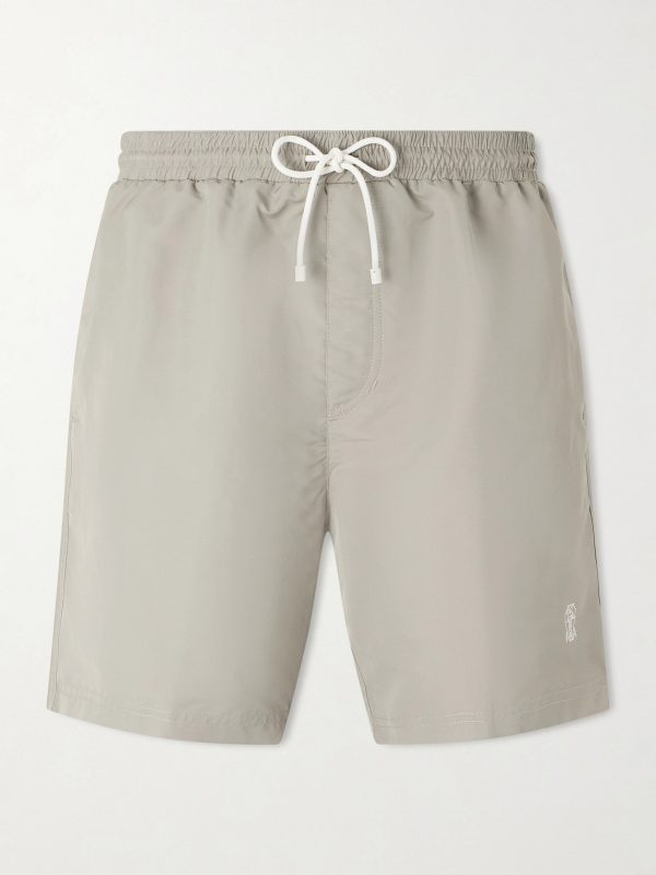 Straight-Leg Mid-Length Logo-Embroidered Swim Shorts Straight-Leg Mid-Length Logo-Embroidered Swim Shorts